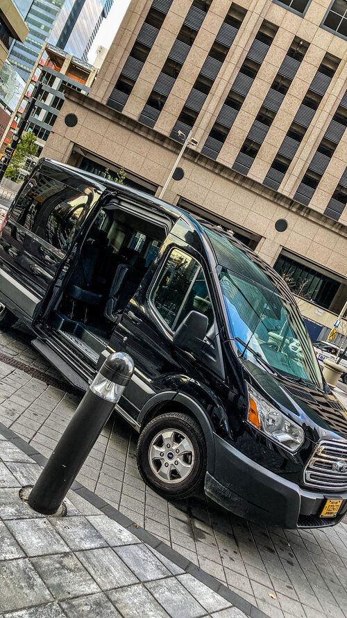 14 passenger sprinter van exterior, black executive van