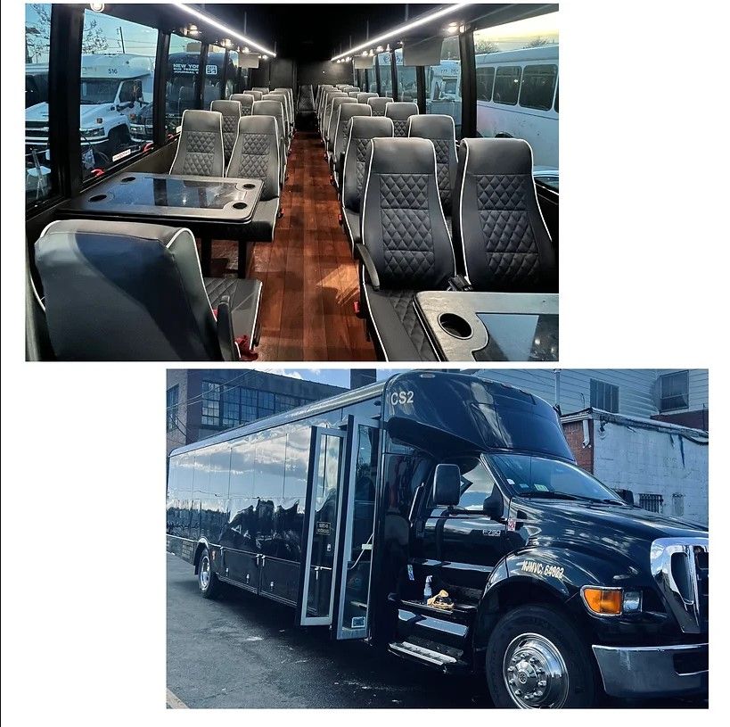 40 passenger shuttle bus exterior, black executive shuttle class vehicle