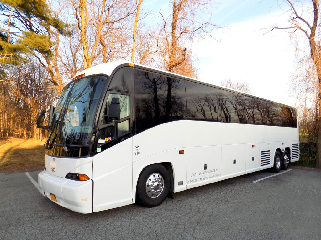 56 passenger charter bus exterior, motorcoach for large group transportation