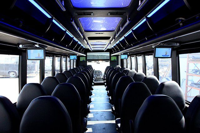 Freightliner shuttle bus cabin with quilted leather seating